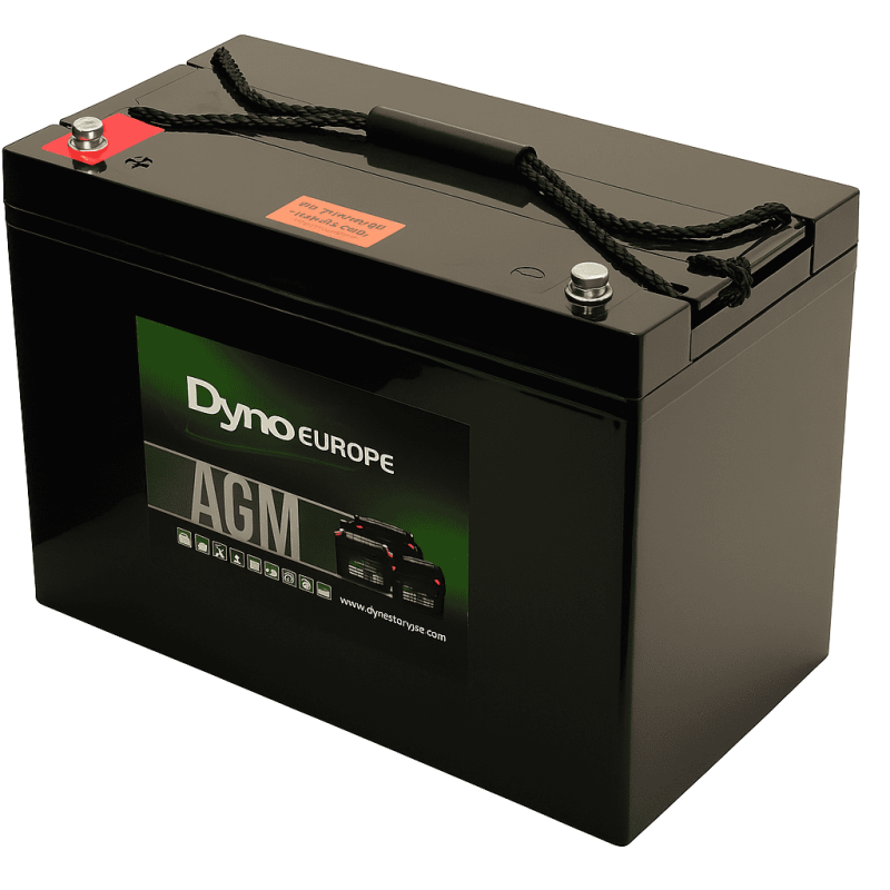 Batteries alimentation 12V, 103Ah, dim. 307x168x211 mm, borne positive a droite, AGM VRLA, acide/plomb, DYNO EUROPE