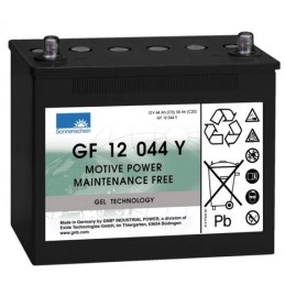 Batteries alimentation 12V, 50Ah, dim. 261x135x230 mm, borne positive a droite, gel VRLA, acide/plomb gel, SONNENSCHEIN