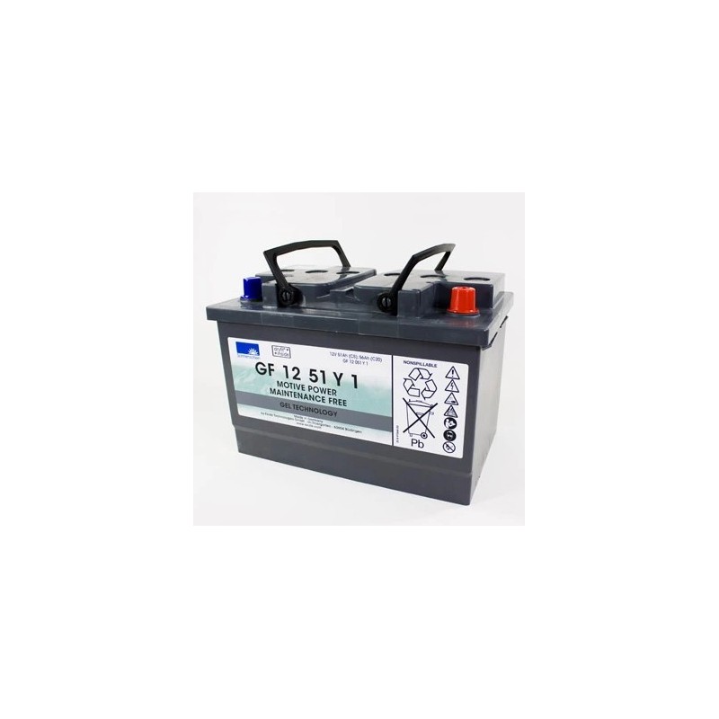Batteries alimentation 12V, 56Ah, dim. 278x175x190 mm, borne positive a droite, gel VRLA, acide/plomb gel, SONNENSCHEIN