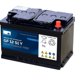 Batteries alimentation 12V, 56Ah, dim. 278x175x190 mm, borne positive a droite, gel, acide/plomb gel, SONNENSCHEIN
