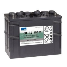 Batteries alimentation 12V, 120Ah, dim. 345x174x283 mm, borne positive a droite, gel VRLA, acide/plomb gel, SONNENSCHEIN