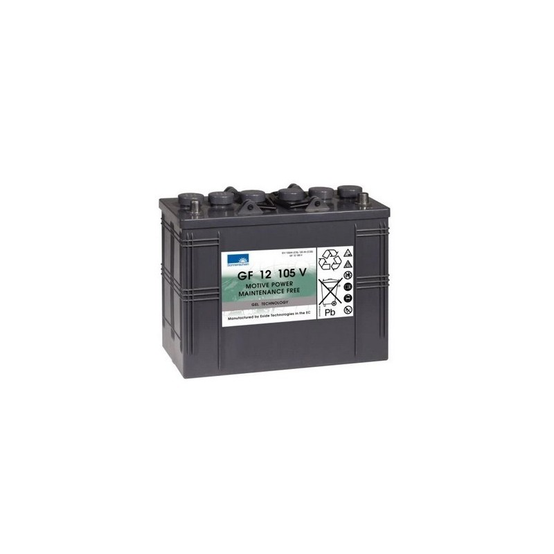 Batteries alimentation 12V, 120Ah, dim. 345x174x283 mm, borne positive a droite, gel VRLA, acide/plomb gel, SONNENSCHEIN