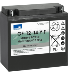 Batteries alimentation 12V, 15Ah, dim. 181x76x167 mm, borne positive a droite, gel, acide/plomb gel, SONNENSCHEIN