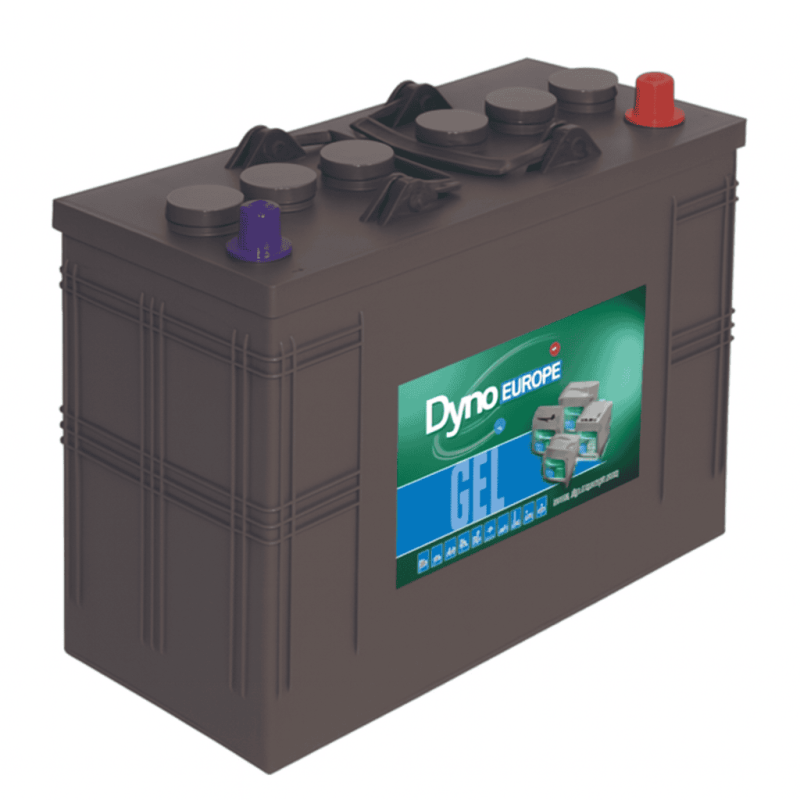 Batteries alimentation 12V, 125Ah, dim. 345x171x285 mm, borne positive a droite, gel, acide/plomb gel, DYNO EUROPE