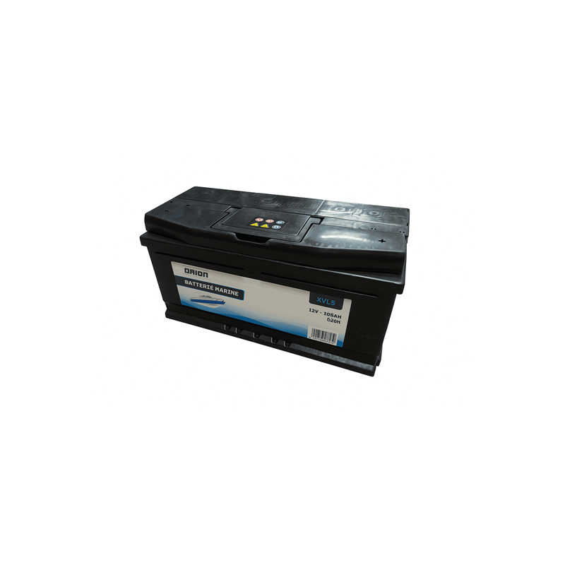 Batteries alimentation 12V, 100Ah, dim. 353x175x190 mm, borne positive a droite, marine, acide/plomb, ORION