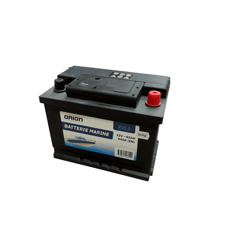 Batteries alimentation 12V, 60Ah, 540A EN, dim. 242x175x190 mm, borne positive a droite, marine, acide/plomb, ORION