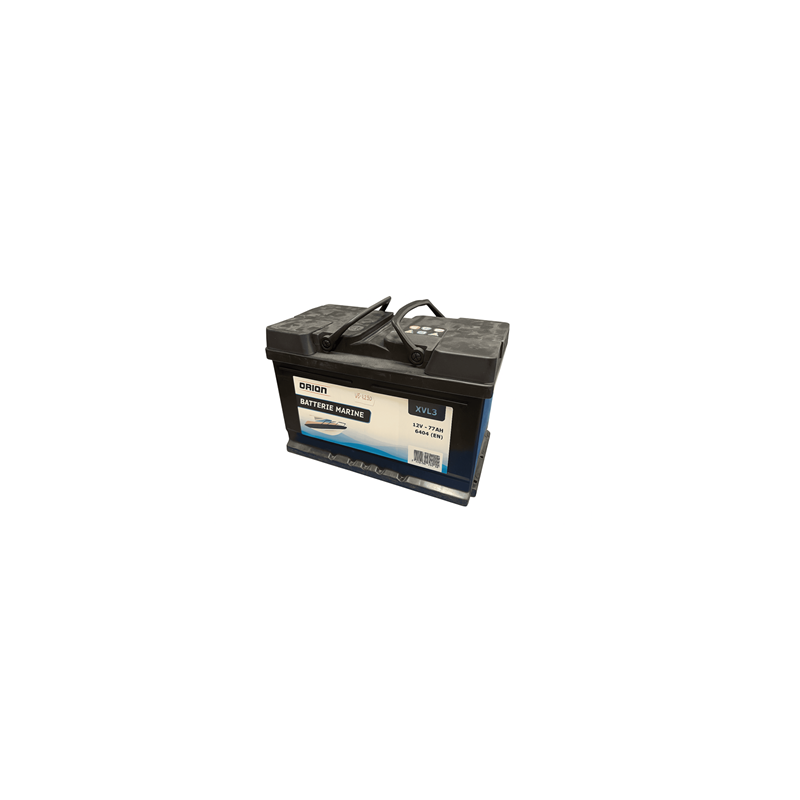 Batteries alimentation 12V, 75Ah, 640A EN, dim. 275x175x190 mm, borne positive a droite, marine, acide/plomb, ORION