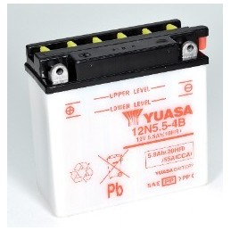 Batteries demarrage 12V, 6Ah, 78A EN, dim. 135x60x130 mm, borne positive a gauche, pack acide, acide/plomb, YUASA