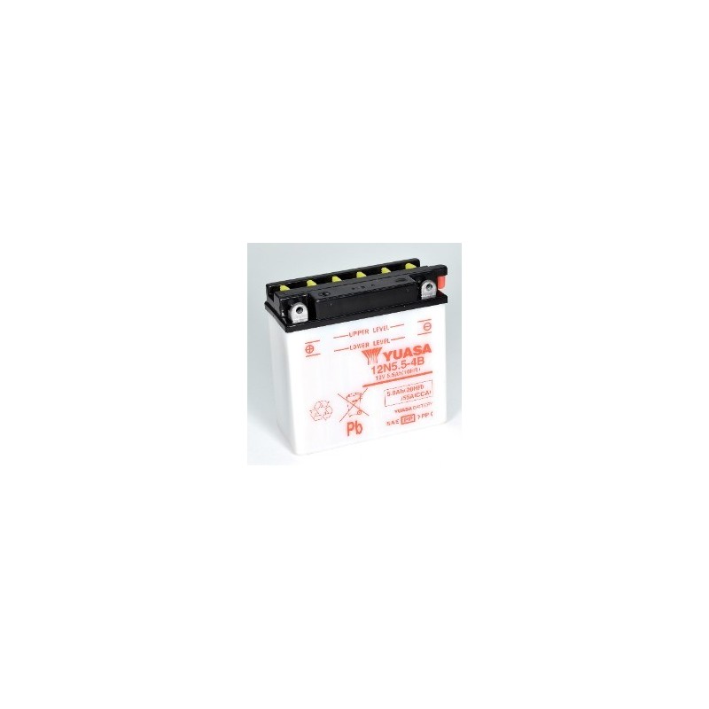 Batteries demarrage 12V, 6Ah, 78A EN, dim. 135x60x130 mm, borne positive a gauche, pack acide, acide/plomb, YUASA