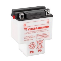 Batteries demarrage 12V, 16Ah, 210A EN, dim. 151x90x182 mm, borne positive a gauche, pack acide, acide/plomb, YUASA