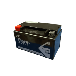 Batteries demarrage 12V, 6Ah, 135A EN, dim. 150x87x94 mm, borne positive a gauche, AGM, acide/plomb, STECO POWER