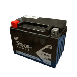 Batteries demarrage 12V, 8Ah, 135A EN, dim. 150x87x105 mm, borne positive a gauche, AGM, acide/plomb, STECO POWER