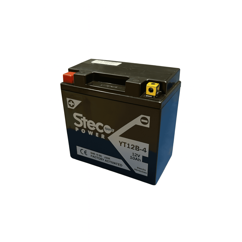 Batteries demarrage 12V, 10Ah, 210A EN, dim. 150x69x130 mm, borne positive a gauche, SLA, acide/plomb, STECO POWER