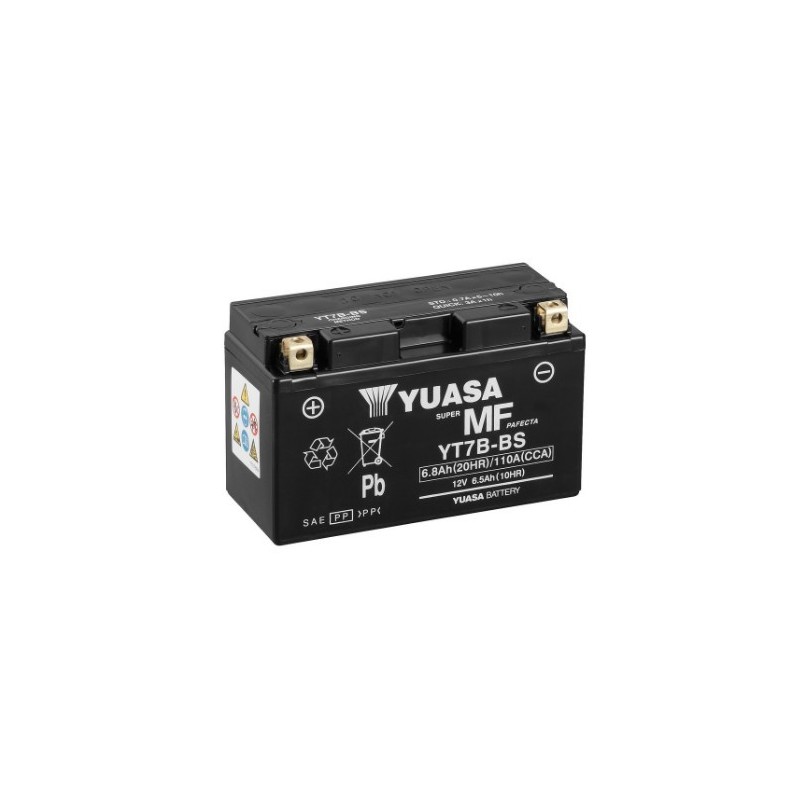 Batteries demarrage 12V, 6Ah, 110A EN, dim. 150x65x92 mm, borne positive a gauche, SLA, acide/plomb, YUASA