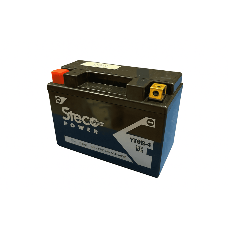 Batteries demarrage 12V, 8Ah, 120A EN, dim. 150x69x105 mm, borne positive a gauche, SLA, acide/plomb, STECO POWER