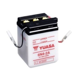 Batteries demarrage 6V, 4Ah, 35A EN, dim. 70x70x95 mm, bornes en diagonale, pack acide, acide/plomb, YUASA