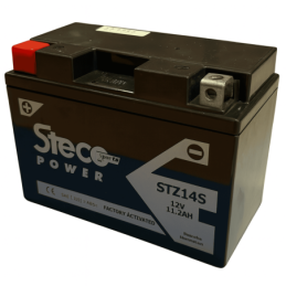 Batteries demarrage 12V, 11Ah, 230A EN, dim. 151x87x110 mm, borne positive a gauche, SLA, acide/plomb, STECO POWER
