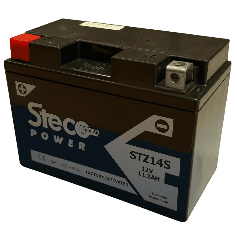 Batteries demarrage 12V, 11Ah, 230A EN, dim. 151x87x110 mm, borne positive a gauche, SLA, acide/plomb, STECO POWER