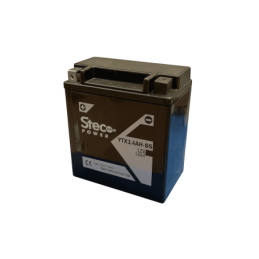 Batteries demarrage 12V, 13Ah, 220A EN, dim. 136x89x166 mm, borne positive a gauche, AGM, acide/plomb, STECO POWER
