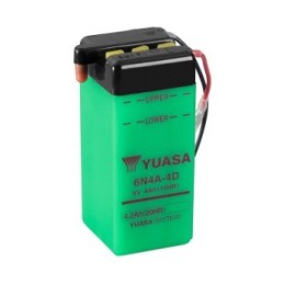 Batteries demarrage 6V, 4Ah, 35A EN, dim. 61x57x131 mm, bornes en diagonale, pack acide, acide/plomb, YUASA