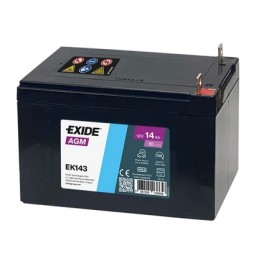 Batteries auxiliaire 12V, 14Ah, 80A EN, dim. 150x100x100 mm, borne positive a gauche, AGM, acide/plomb, EXIDE