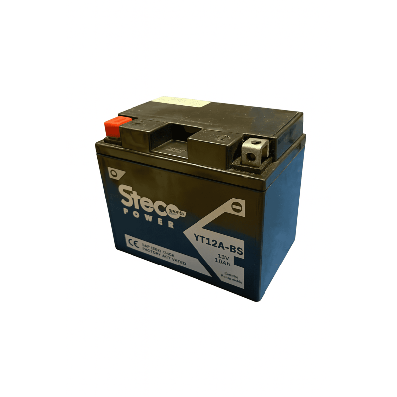 Batteries demarrage 12V, 10Ah, 175A EN, dim. 150x87x106 mm, borne positive a gauche, Standard, acide/plomb, STECO POWER