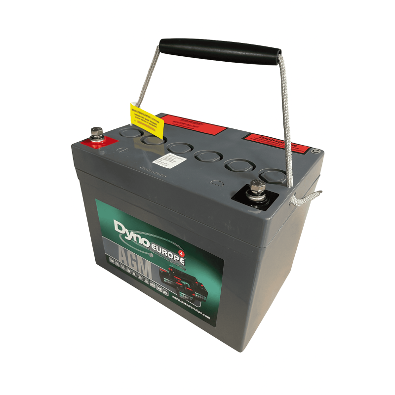 Batteries alimentation 12V, 41Ah, dim. 195x130x163 mm, borne positive a gauche, AGM VRLA, acide/plomb, DYNO EUROPE