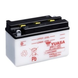 Batteries demarrage 6V, 11Ah, 88A EN, dim. 150x70x100 mm, bornes en diagonale, pack acide, acide/plomb, YUASA