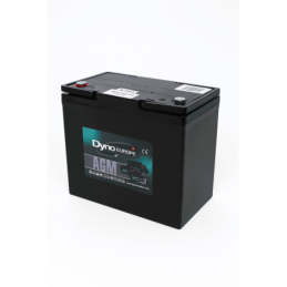 Batteries alimentation 12V, 56Ah, dim. 229x138x212 mm, borne positive a gauche, AGM VRLA, acide/plomb, DYNO EUROPE