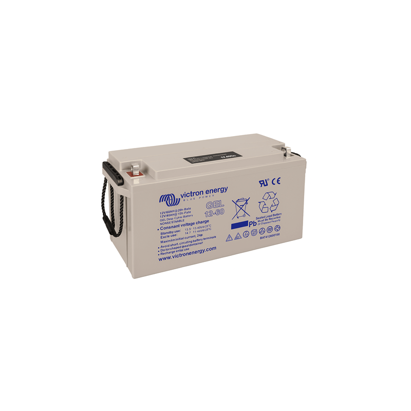Batteries alimentation 12V, 60Ah, dim. 229x138x227 mm, borne positive a gauche, gel, acide/plomb gel, VICTRON ENERGY