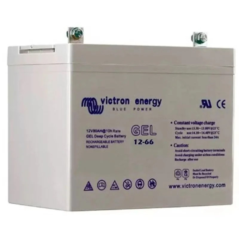 Batteries alimentation 12V, 66Ah, dim. 258x166x235 mm, borne positive a gauche, gel, acide/plomb gel, VICTRON ENERGY