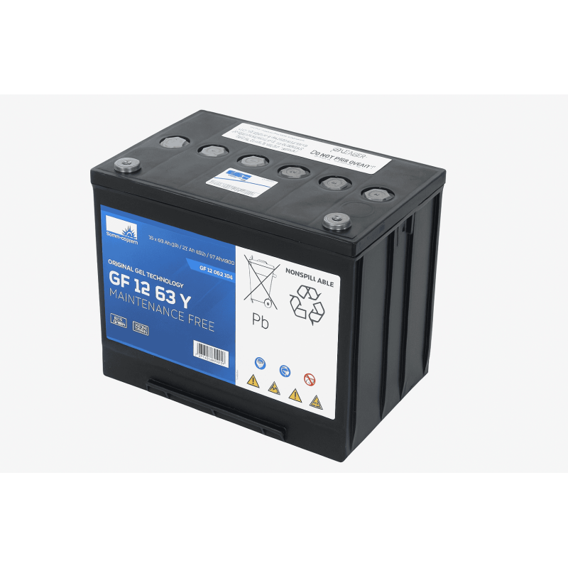 Batteries alimentation 12V, 70Ah, dim. 261x171x210 mm, borne positive a gauche, gel, acide/plomb gel, SONNENSCHEIN