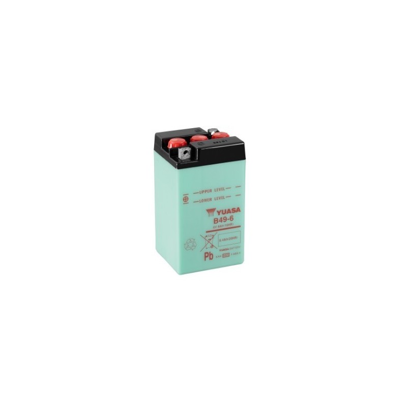 Batteries demarrage 6V, 10Ah, 90A EN, dim. 91x83x161 mm, bornes en diagonale, pack acide, acide/plomb, YUASA