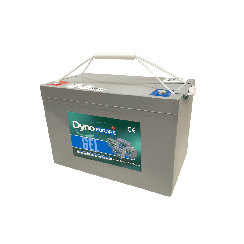 Batteries alimentation 12V, 105Ah, dim. 307x168x214 mm, borne positive a gauche, gel, acide/plomb gel, DYNO EUROPE