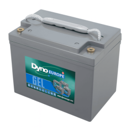Batteries alimentation 12V, 36Ah, dim. 195x130x160 mm, borne positive a gauche, gel, acide/plomb gel, DYNO EUROPE