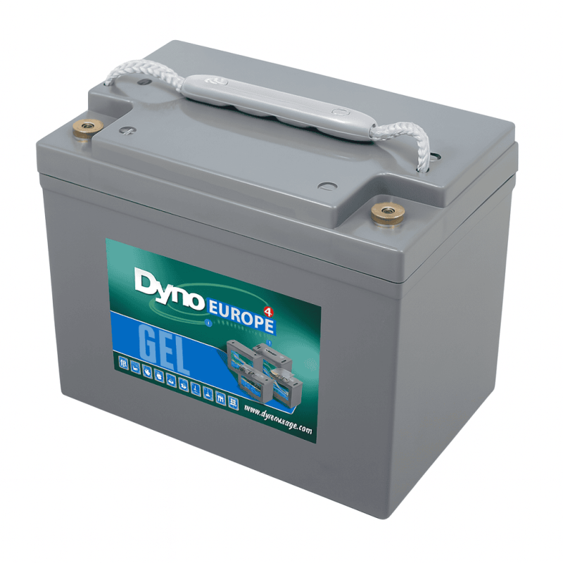 Batteries alimentation 12V, 36Ah, dim. 195x130x160 mm, borne positive a gauche, gel, acide/plomb gel, DYNO EUROPE