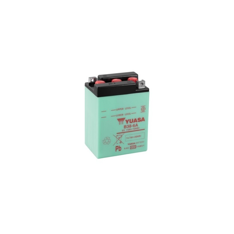 Batteries demarrage 6V, 14Ah, 104A EN, dim. 119x83x161 mm, bornes en diagonale, pack acide, acide/plomb, YUASA