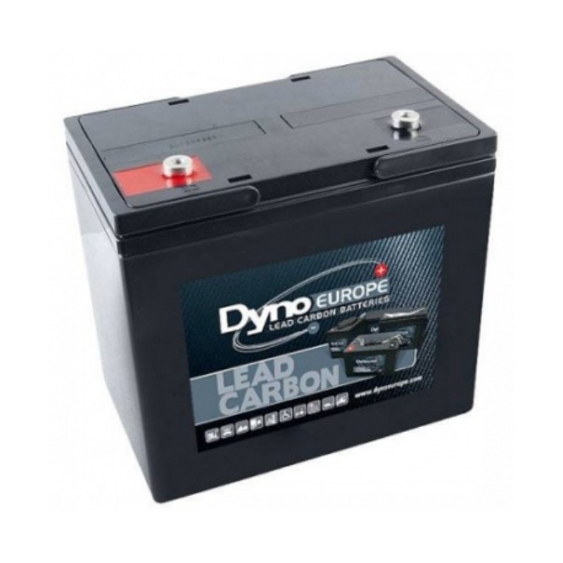 Batteries alimentation 12V, 55Ah, dim. 229x138x212 mm, borne positive a gauche, Standard, acide/plomb/carbon, DYNO EUROPE