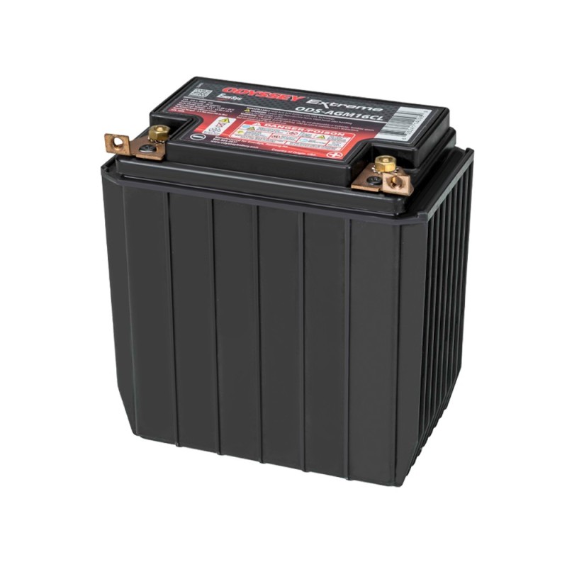 Batteries demarrage 12V, 16Ah, 170A EN, dim. 185x79x169 mm, borne positive a droite, AGM, acide/plomb, ODYSSEY