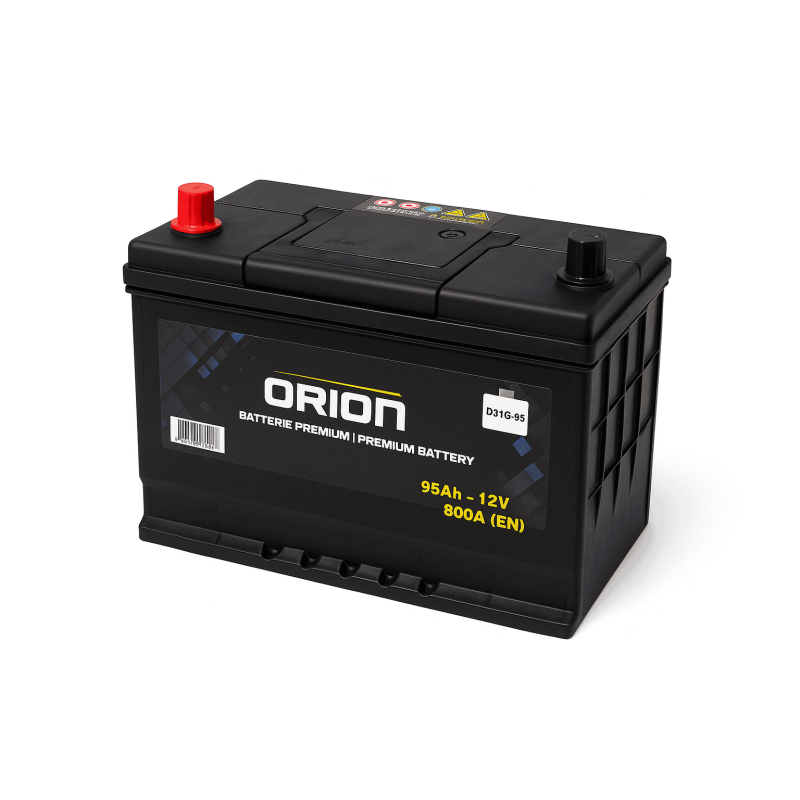 Batteries demarrage 12V, 95Ah, 800A EN, dim. 302x175x225 mm, borne positive a gauche, Standard, acide/plomb, ORION
