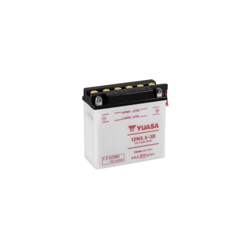 Batteries demarrage 12V, 6Ah, 78A EN, dim. 135x60x130 mm, bornes en diagonale, pack acide, acide/plomb, YUASA