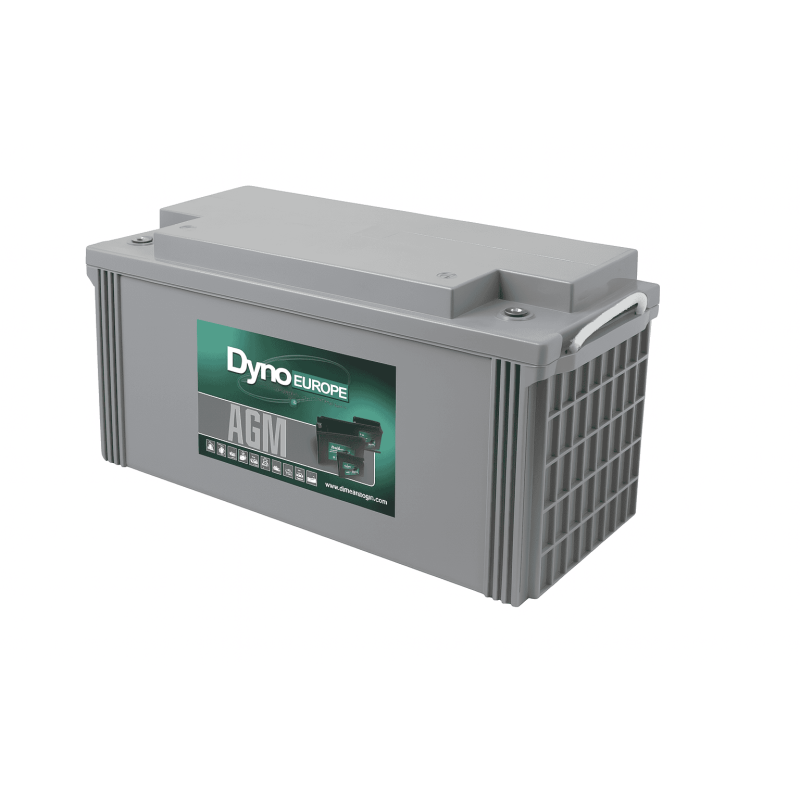 Batteries alimentation 12V, 128Ah, dim. 409x177x227 mm, borne positive a gauche, AGM VRLA, acide/plomb, DYNO EUROPE
