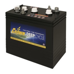 Batteries alimentation 6V, 225Ah, dim. 260x179x278 mm, bornes en diagonale, Standard, acide/plomb, CROWN