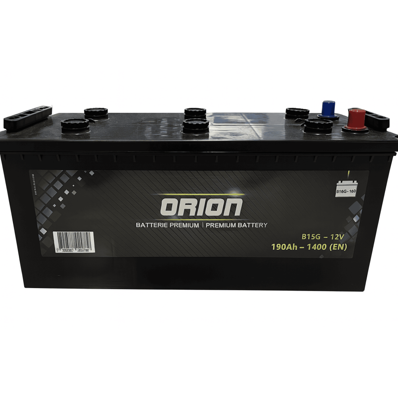 Batteries demarrage 12V, 154Ah, 1200A EN, dim. 513x189x223 mm, borne positive a gauche, Standard, acide/plomb, ORION