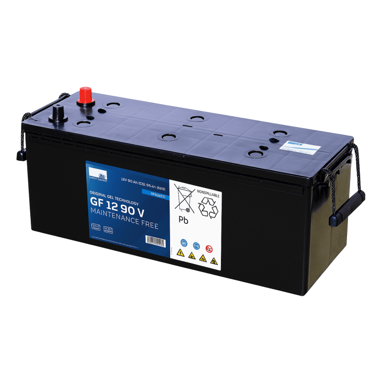 Batteries alimentation 12V, 96Ah, dim. 513x189x219 mm, borne positive a gauche, gel, acide/plomb gel, SONNENSCHEIN