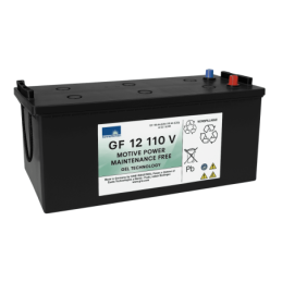 Batteries alimentation 12V, 116Ah, dim. 513x223x223 mm, borne positive a gauche, gel, acide/plomb gel, SONNENSCHEIN