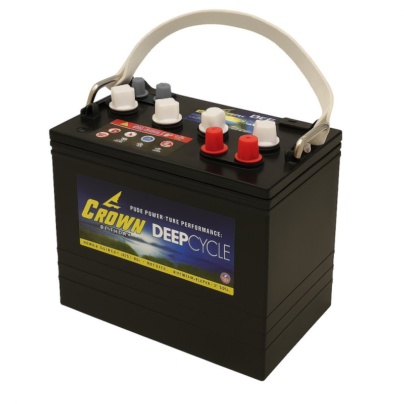 Batteries alimentation 6V, 235Ah, dim. 260x179x278 mm, bornes en diagonale, Standard, acide/plomb, CROWN