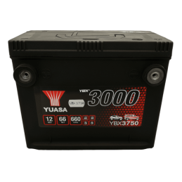 Batteries demarrage 12V, 66Ah, 660A EN, dim. 230x179x185 mm, bornes positive a gauche, Standard, acide/plomb, YUASA