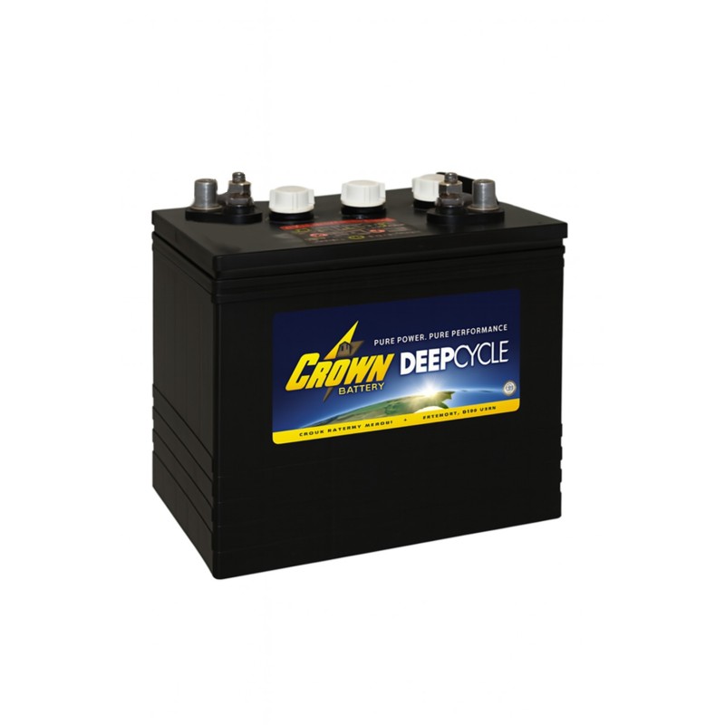 Batteries alimentation 6V, 240Ah, dim. 260x179x278 mm, bornes en diagonale, Standard, acide/plomb, CROWN